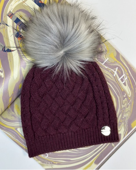 Čepice dámská Calvin Klein fialová pom pom